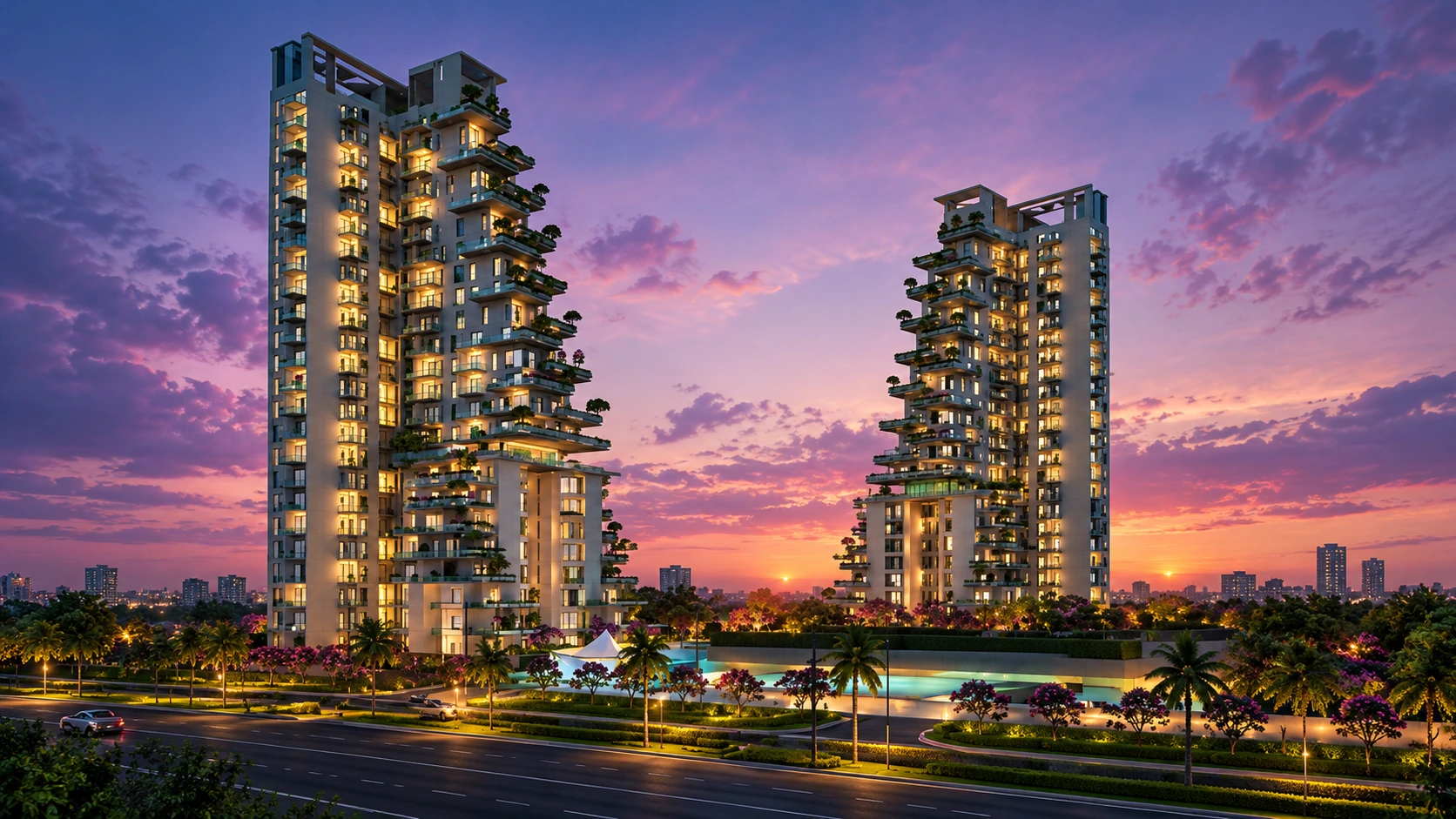 Saan Verdante luxury residential apartment for sale in Gurgaon featuring modern architecture and landscaped surroundings.