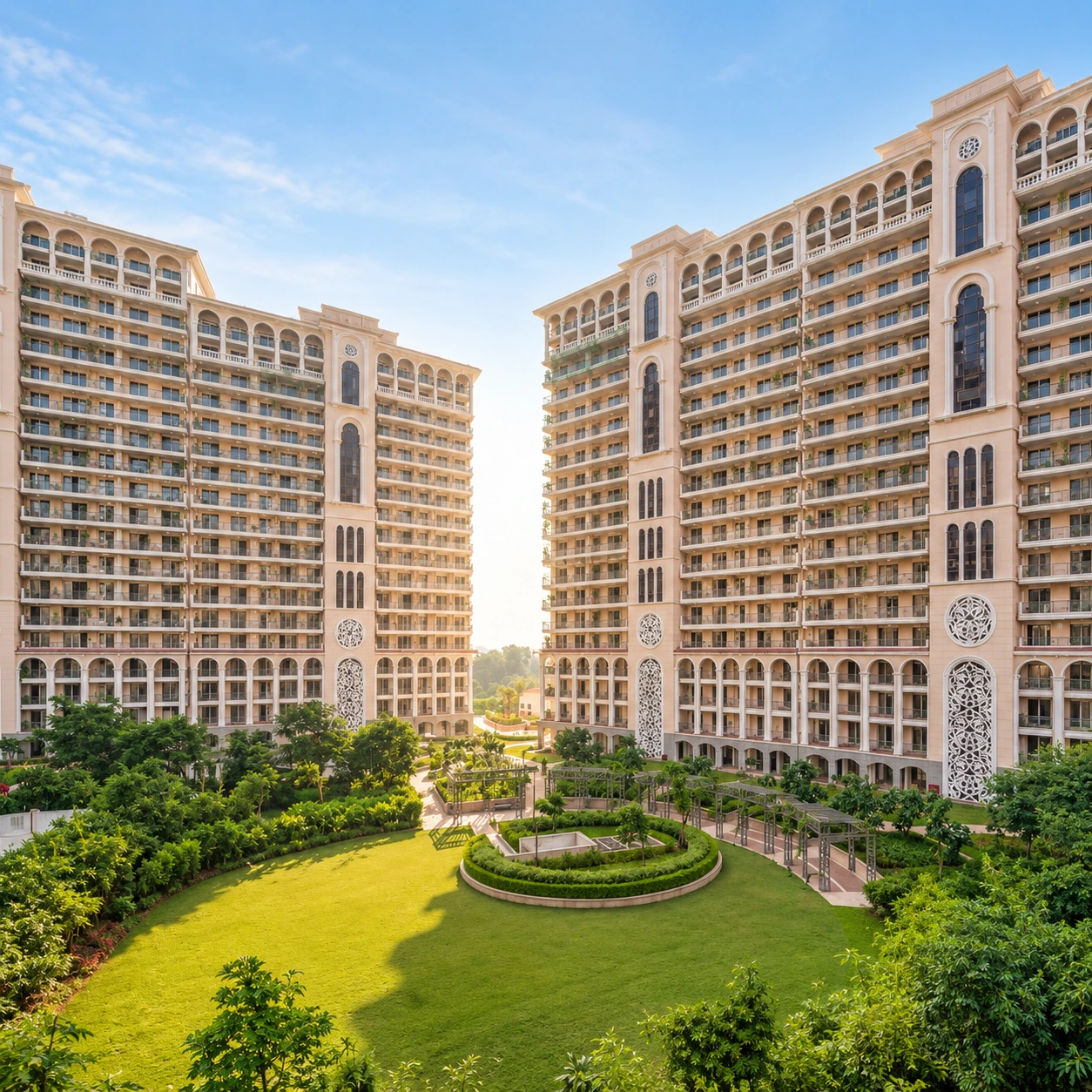 DLF Sky Court Sector 86 Gurgaon luxury residential apartments featuring Spanish architecture and expansive balconies
