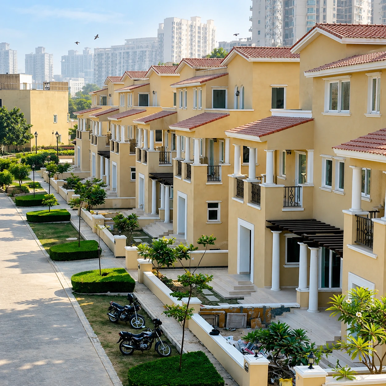 Luxury independent low-rise floors with Spanish-style architecture and green surroundings at Emaar Marbella Sector 66 Gurgaon
