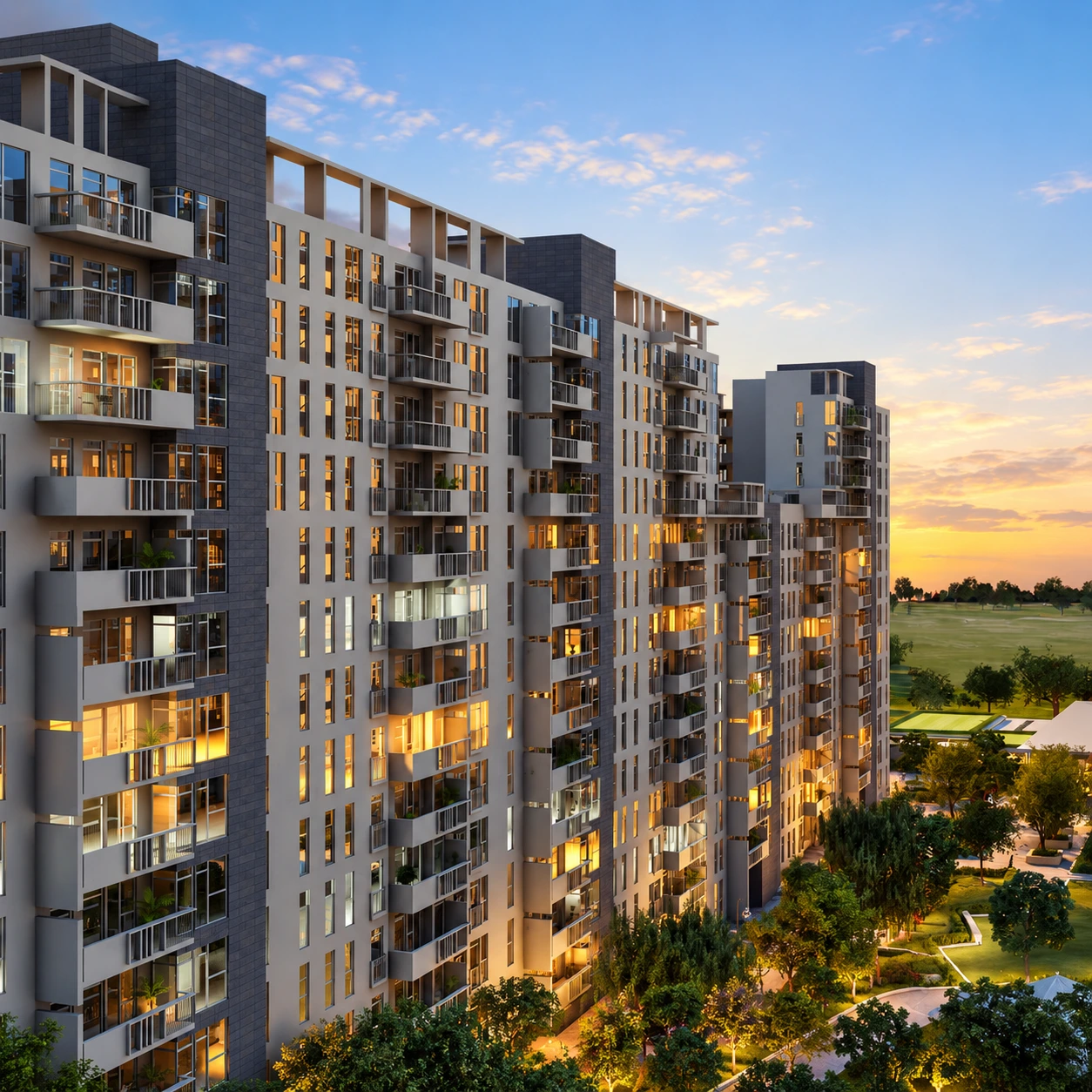Low-rise and high-rise residential buildings at Ireo Corridors in Sector 67 Gurgaon